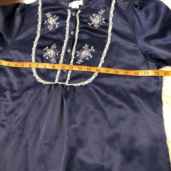 Carole Hochman navy blue night gown sz small - Picture 6 of 7